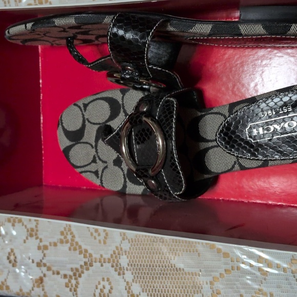 Coach Black and Cream Women's Sandals - Picture 3 of 4